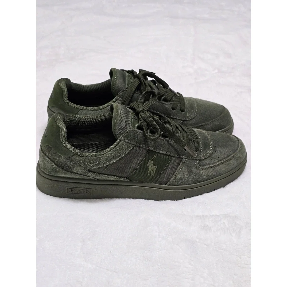 Polo Ralph Lauren Mens CRT PP-SK-LTL Olive Green Suede Sneakers 9.5 13297 E22